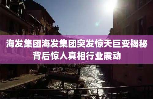海发集团海发集团突发惊天巨变揭秘背后惊人真相行业震动