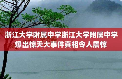 浙江大学附属中学浙江大学附属中学爆出惊天大事件真相令人震惊