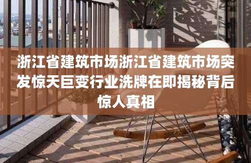 浙江省建筑市场浙江省建筑市场突发惊天巨变行业洗牌在即揭秘背后惊人真相