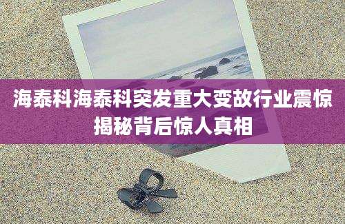 海泰科海泰科突发重大变故行业震惊揭秘背后惊人真相