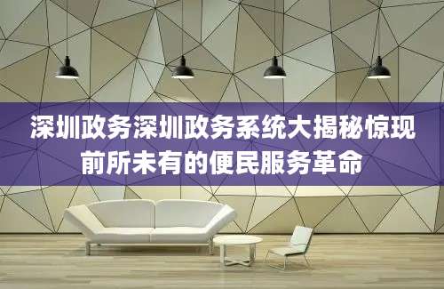 深圳政务深圳政务系统大揭秘惊现前所未有的便民服务革命