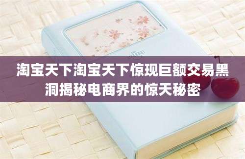 淘宝天下淘宝天下惊现巨额交易黑洞揭秘电商界的惊天秘密