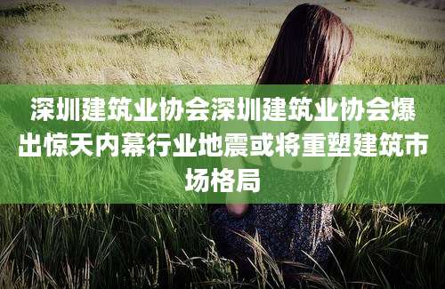 深圳建筑业协会深圳建筑业协会爆出惊天内幕行业地震或将重塑建筑市场格局
