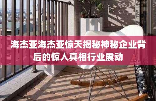 海杰亚海杰亚惊天揭秘神秘企业背后的惊人真相行业震动