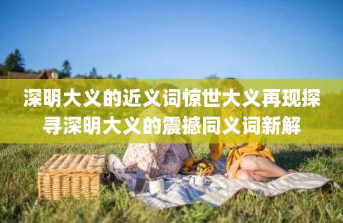 深明大义的近义词惊世大义再现探寻深明大义的震撼同义词新解