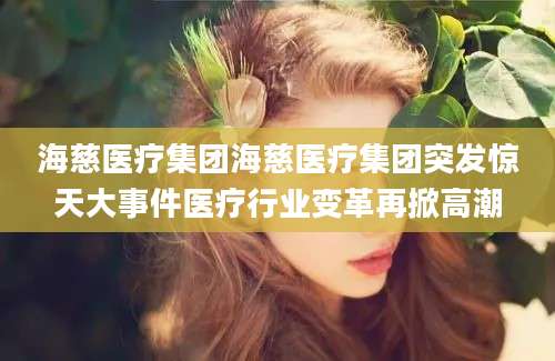 海慈医疗集团海慈医疗集团突发惊天大事件医疗行业变革再掀高潮