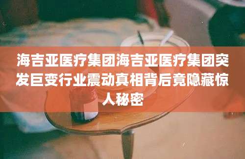 海吉亚医疗集团海吉亚医疗集团突发巨变行业震动真相背后竟隐藏惊人秘密