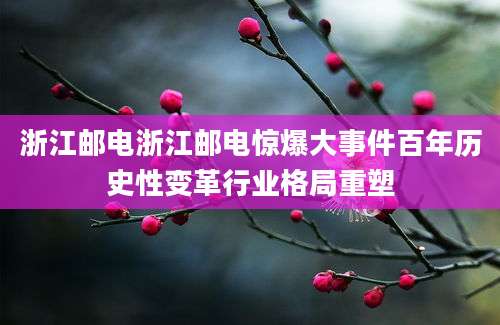 浙江邮电浙江邮电惊爆大事件百年历史性变革行业格局重塑