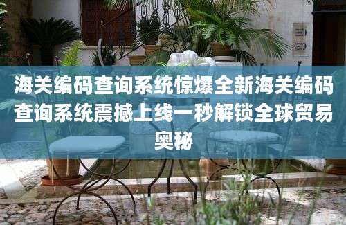 海关编码查询系统惊爆全新海关编码查询系统震撼上线一秒解锁全球贸易奥秘