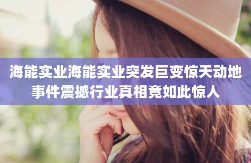 海能实业海能实业突发巨变惊天动地事件震撼行业真相竟如此惊人