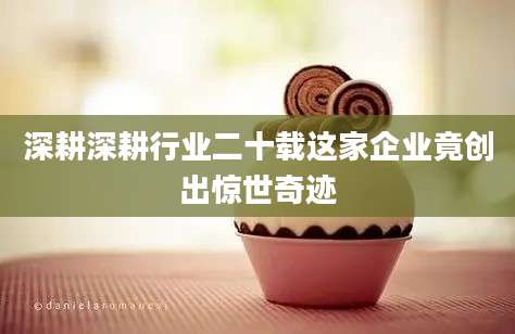 深耕深耕行业二十载这家企业竟创出惊世奇迹