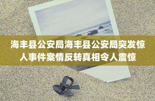 海丰县公安局海丰县公安局突发惊人事件案情反转真相令人震惊