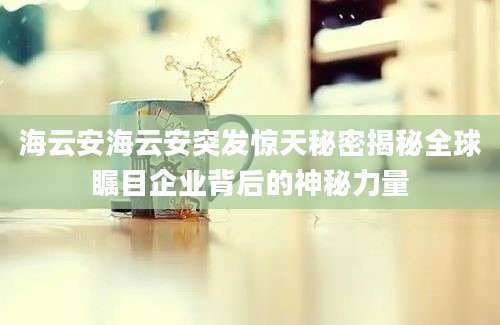 海云安海云安突发惊天秘密揭秘全球瞩目企业背后的神秘力量