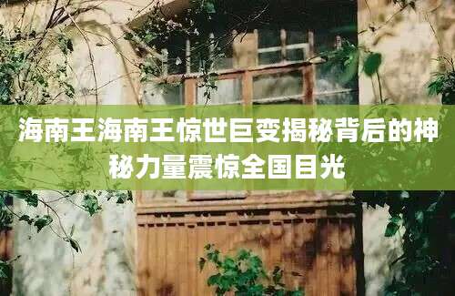 海南王海南王惊世巨变揭秘背后的神秘力量震惊全国目光