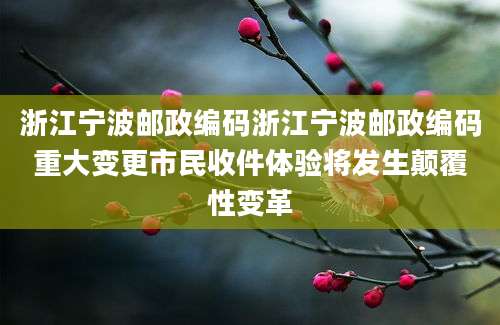 浙江宁波邮政编码浙江宁波邮政编码重大变更市民收件体验将发生颠覆性变革