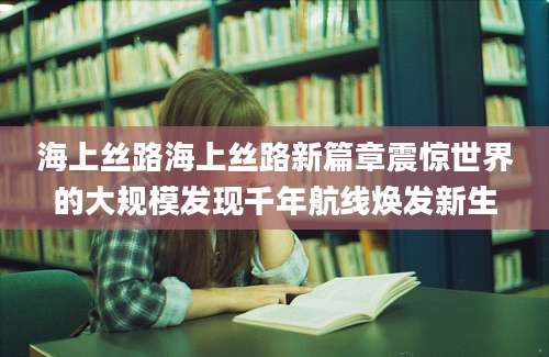 海上丝路海上丝路新篇章震惊世界的大规模发现千年航线焕发新生