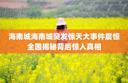 海南城海南城突发惊天大事件震惊全国揭秘背后惊人真相