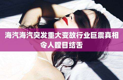 海汽海汽突发重大变故行业巨震真相令人瞠目结舌